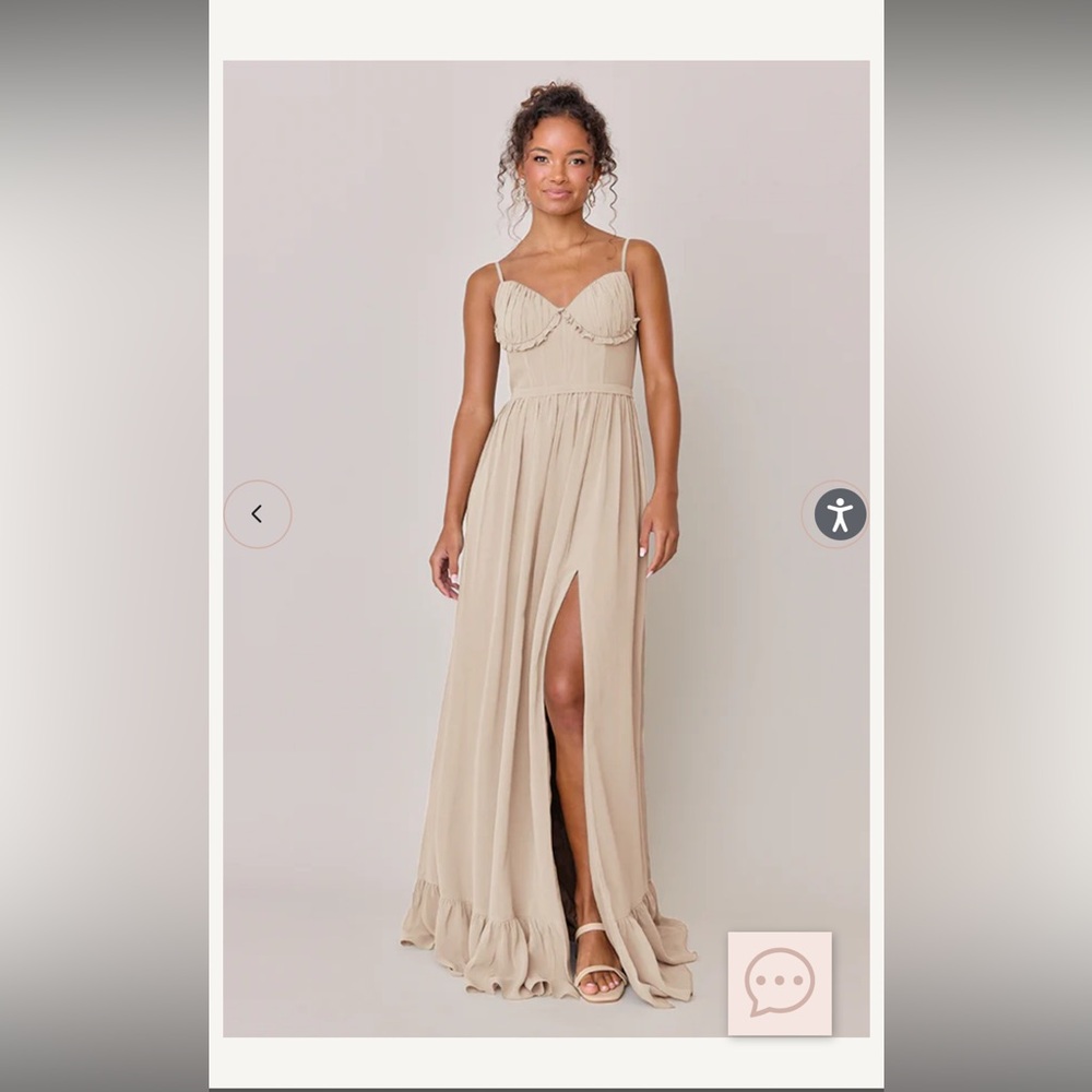 NEW Champagne Shylah Chiffon Dress